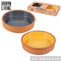 2er Set Terracotta Schalen Tapas Form Emalliert Bunt 16cm...