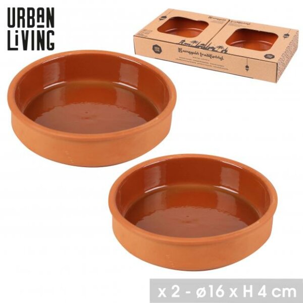 2 er Set Terrakotta Schalen Tapas Form Emailliert  16cm auch für Backofen