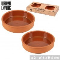 2 er Set Terrakotta Schalen Tapas Form Emailliert  16cm...